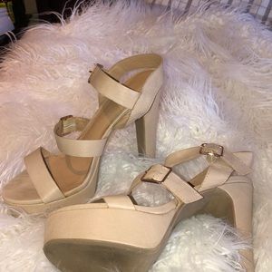 Beige Lauren Conrad platform heels